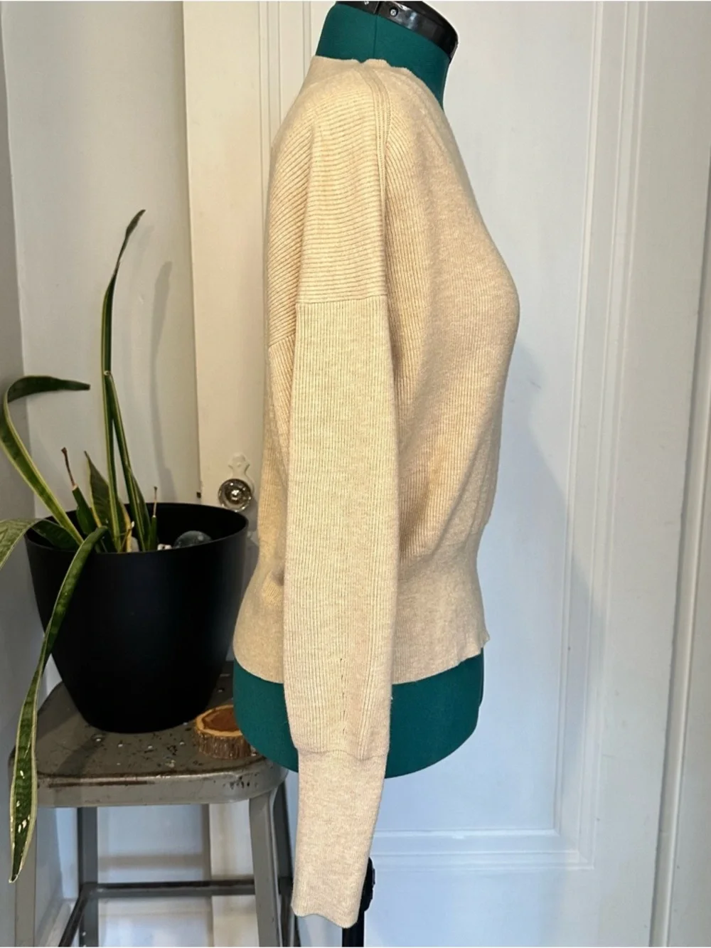 J. Crew Cream Ribbed Crewneck Sweater